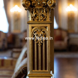 Wooden Pillar Design with Floral Carving