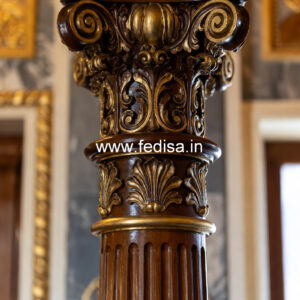 Wooden Pillar Design with Artistic Work
