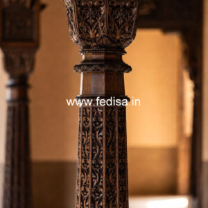 Wooden Pillar Design with Decorative Work