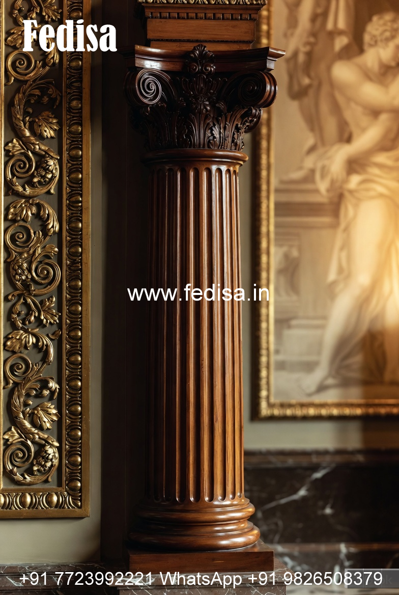 Wooden Pillar Design with Antique Finish