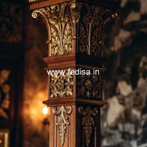 Wooden Pillar Design with Artistic Detailing