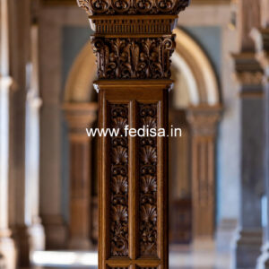 Wooden Pillar Design with Classic Finish