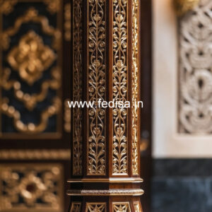 Wooden Pillar Design with Gloss Finish