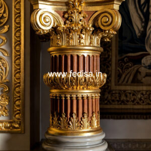 Wooden Pillar Design with Antique Finish