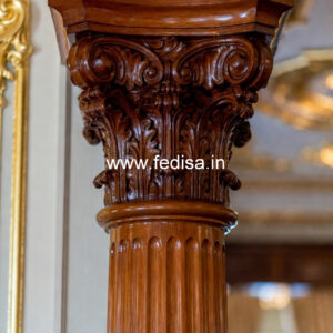 Wooden Pillar Design with Elegant Finish