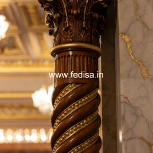 Wooden Pillar Design with Detailed Carving