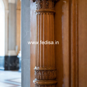 Wooden Pillar Design with Fine Detailing
