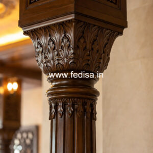 Wooden Pillar Design with Antique Finish