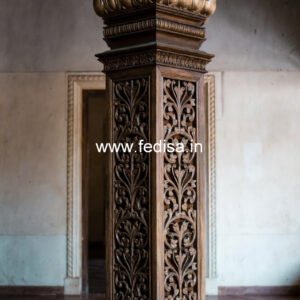 Wooden Pillar Design with Elegant Craft