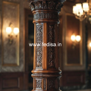 Wooden Pillar Design with Unique Finish