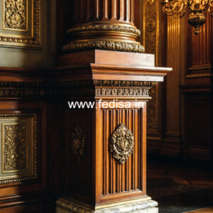 Wooden Pillar Design with Artistic Detailing