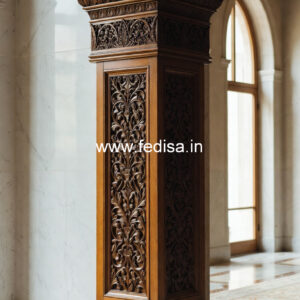 Wooden Pillar Design with Elegant Craft