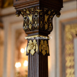 Decorative Wooden Pillar Design for Hall