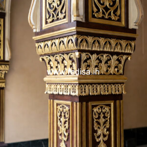Wooden Pillar Design with Intricate Carving