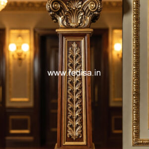 Wooden Pillar Design with Gloss Finish