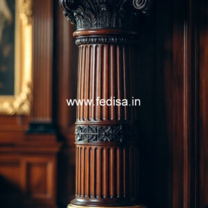 Wooden Pillar Design with Detailed Carving