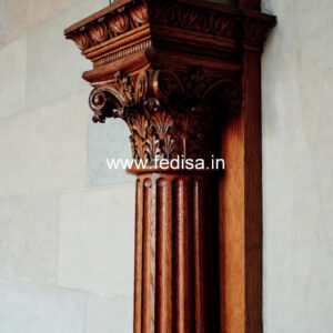 Wooden Pillar Design with Classic Carving
