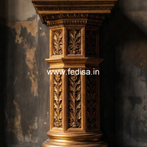 Wooden Pillar Design with Antique Finish