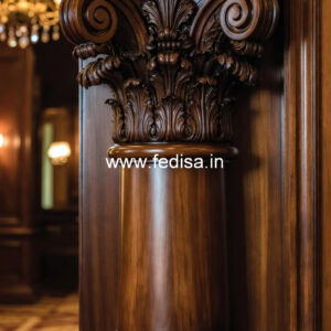 Wooden Pillar Design with Stylish Carving