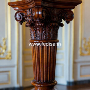 Wooden Pillar Design with Intricate Carving