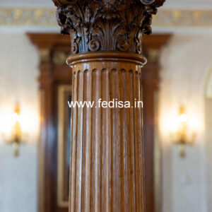Wooden Pillar Design with Artistic Work