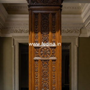 Wooden Pillar Design with Gloss Finish