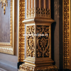 Wooden Pillar Design with Elegant Finish