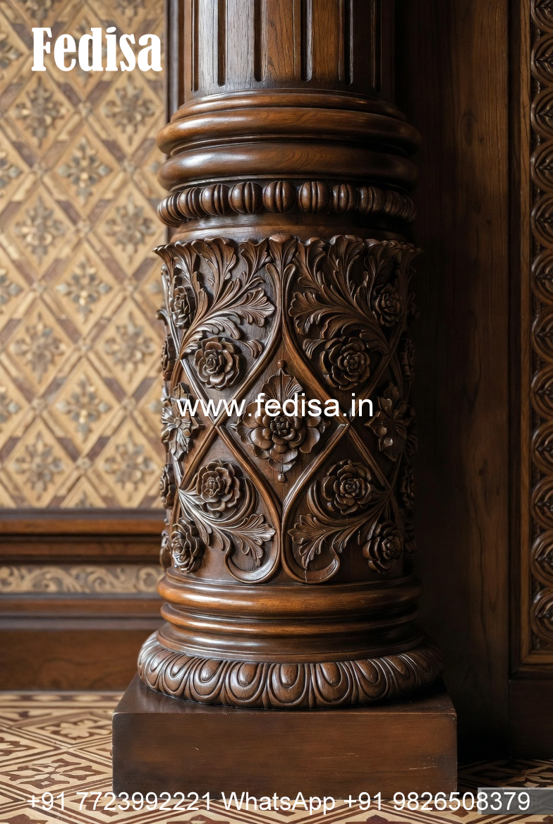 Wooden Pillar Design with Smooth Finish