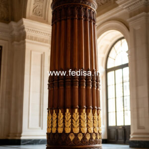 Wooden Pillar Design with Classic Carving