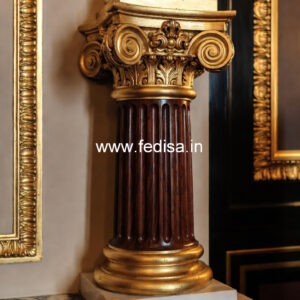 Wooden Pillar Design with Stylish Carving