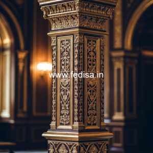 Wooden Pillar Design with Artistic Detailing