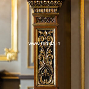Solid Wood Pillar Design with Carving