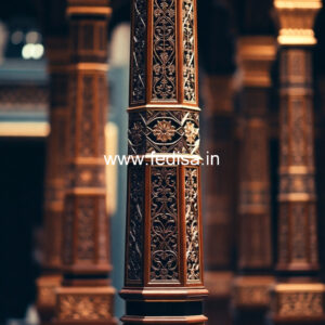 Wooden Pillar Design with Traditional Touch
