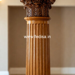 Wooden Pillar Design with Intricate Carving