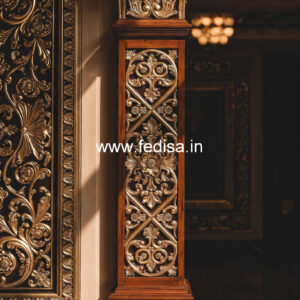 Wooden Pillar Design with Elegant Finish