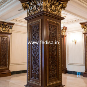 Wooden Pillar Design with Decorative Work