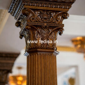 Wooden Pillar Design with Artistic Finish