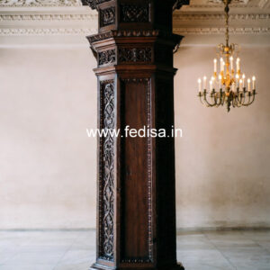 Wooden Pillar Design with Fine Detailing