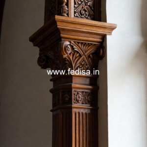 Wooden Pillar Design with Designer Finish