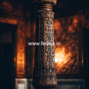 Wooden Pillar Design with Traditional Touch