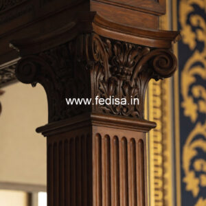 Wooden Pillar Design with Artistic Work