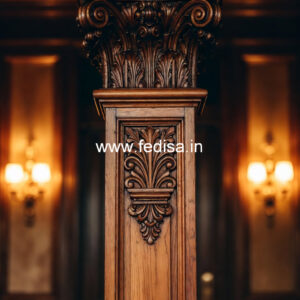 Wooden Pillar Design with Gloss Finish