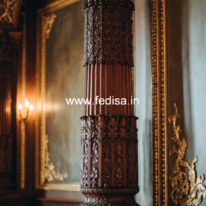 Wooden Pillar Design with Elegant Finish