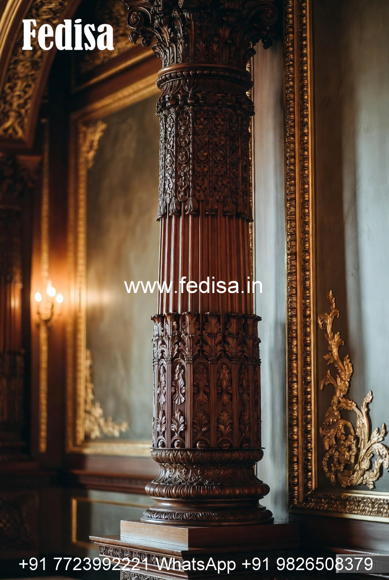 Wooden Pillar Design with Elegant Finish