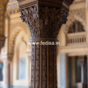 Wooden Pillar Design with Unique Patterns