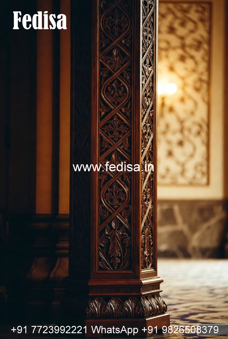 Wooden Pillar Design with Decorative Work