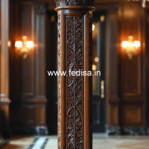 Wooden Pillar Design with Artistic Finish