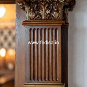 Wooden Pillar Design with Classic Carving