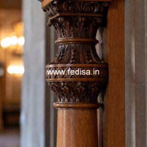 Wooden Pillar Design with Fine Detailing