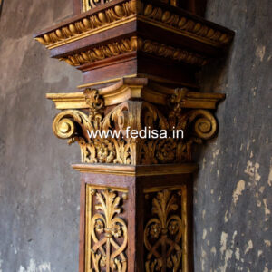 Wooden Pillar Design with Antique Finish